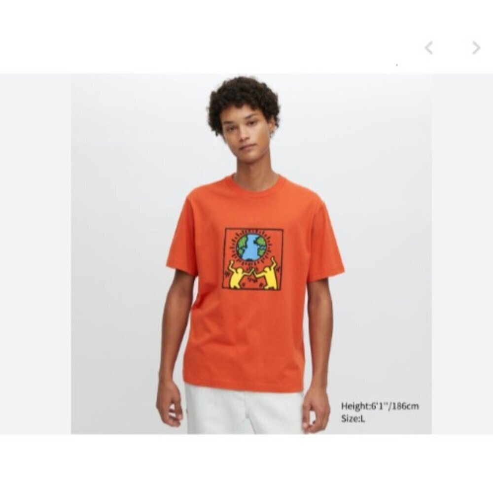 NEW Keith Haring Men's S Red Graphic T-Shirt 100% Cotton Short Sleeve Crewneck